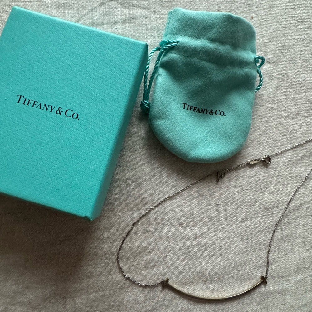 Tiffany & Co T-Shaped Smile Silver Necklace